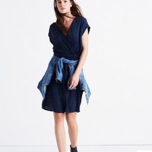 • Madewell • Wrap Front Mini Dress Brushstroke L